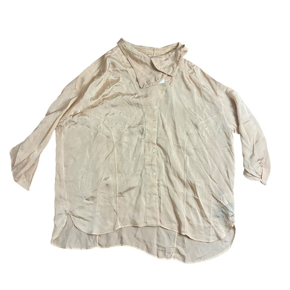 HIGH Everyday Couture "Apology" Crinkle Tunic Shirt - Italian Size 44 - US 8